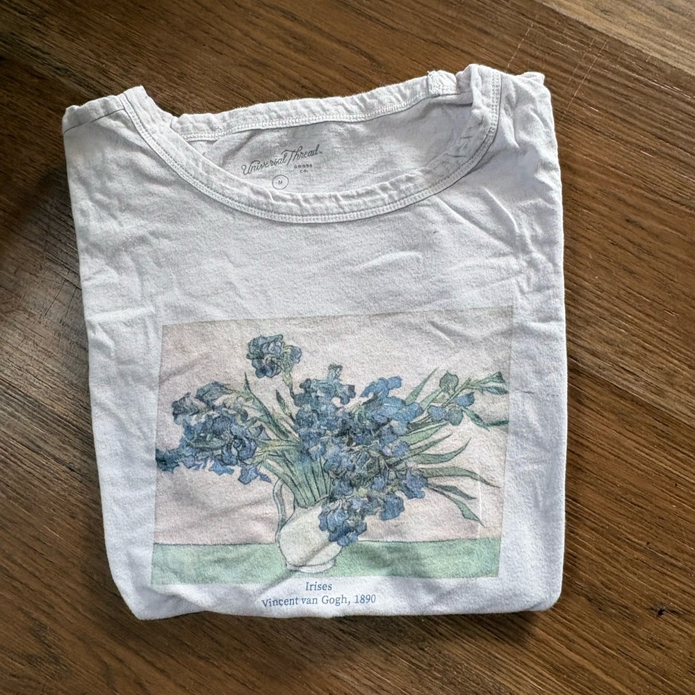 Universal Thread White Tee with Blue Floral Art